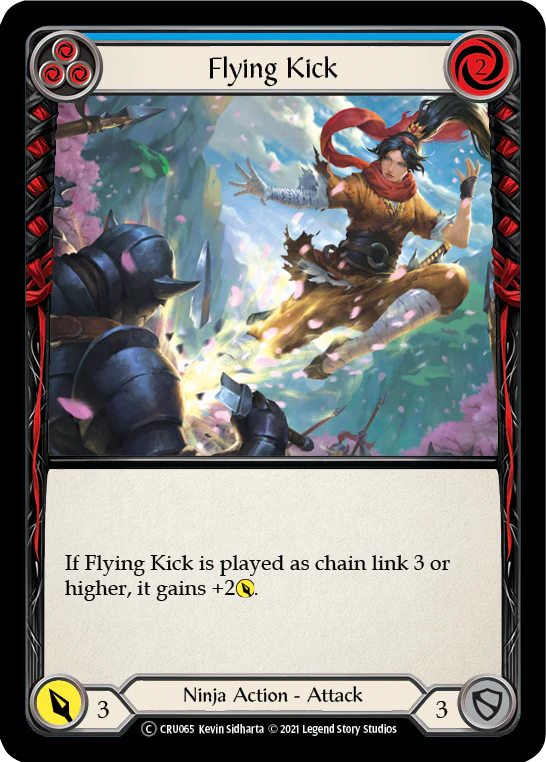 Flying Kick (Blue) [U-CRU065] (Crucible of War Unlimited)  Unlimited Rainbow Foil