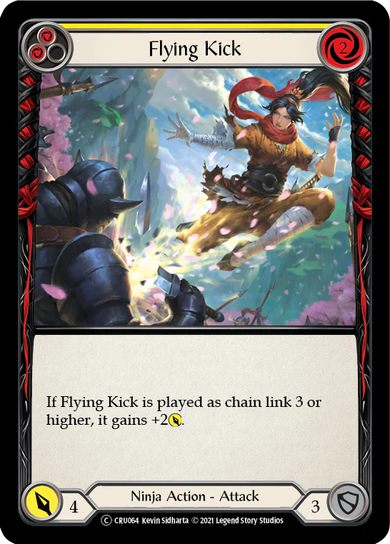 Flying Kick (Yellow) [U-CRU064] (Crucible of War Unlimited)  Unlimited Rainbow Foil