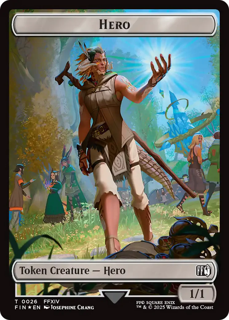 Spirit // Hero (0026) Double-Sided Token (Surge Foil) [FINAL FANTASY Commander Tokens] - Image 2